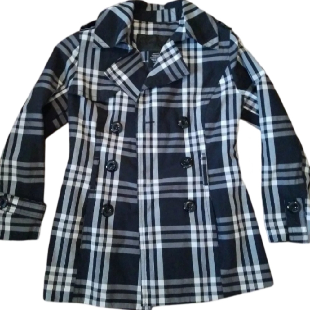 Jou Jou Womens Plaid Black and White Blazier Coat Size L - Picture 5 of 7